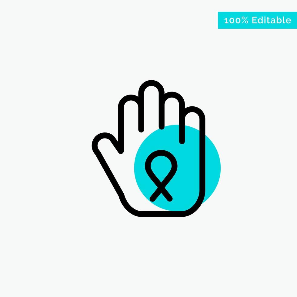 Stop Hand Ribbon Awareness turquoise highlight circle point Vector icon