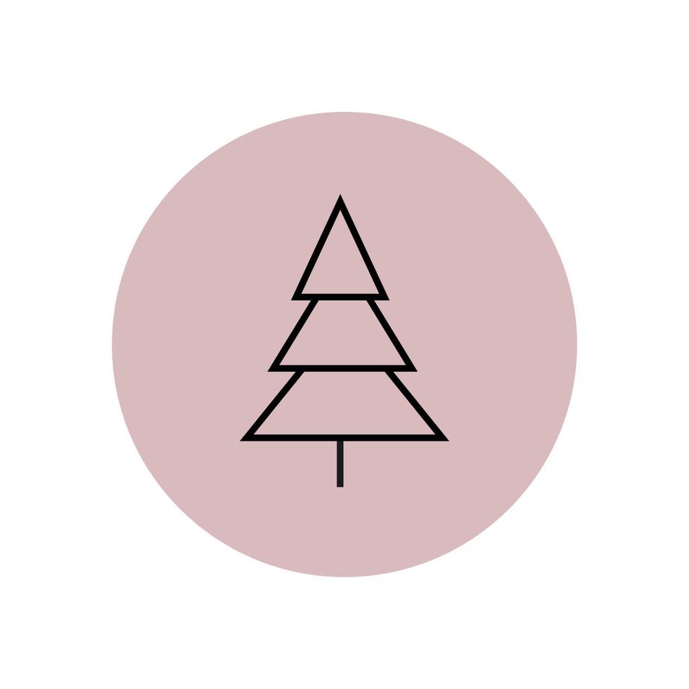 Christmas tree icon or emblem on a pink background for website, banner, poster. Christmas concept. vector