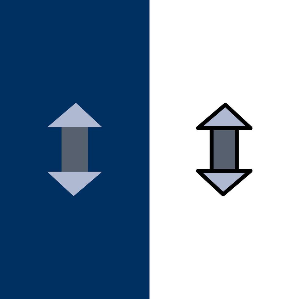 Arrow Arrows Up Down  Icons Flat and Line Filled Icon Set Vector Blue Background