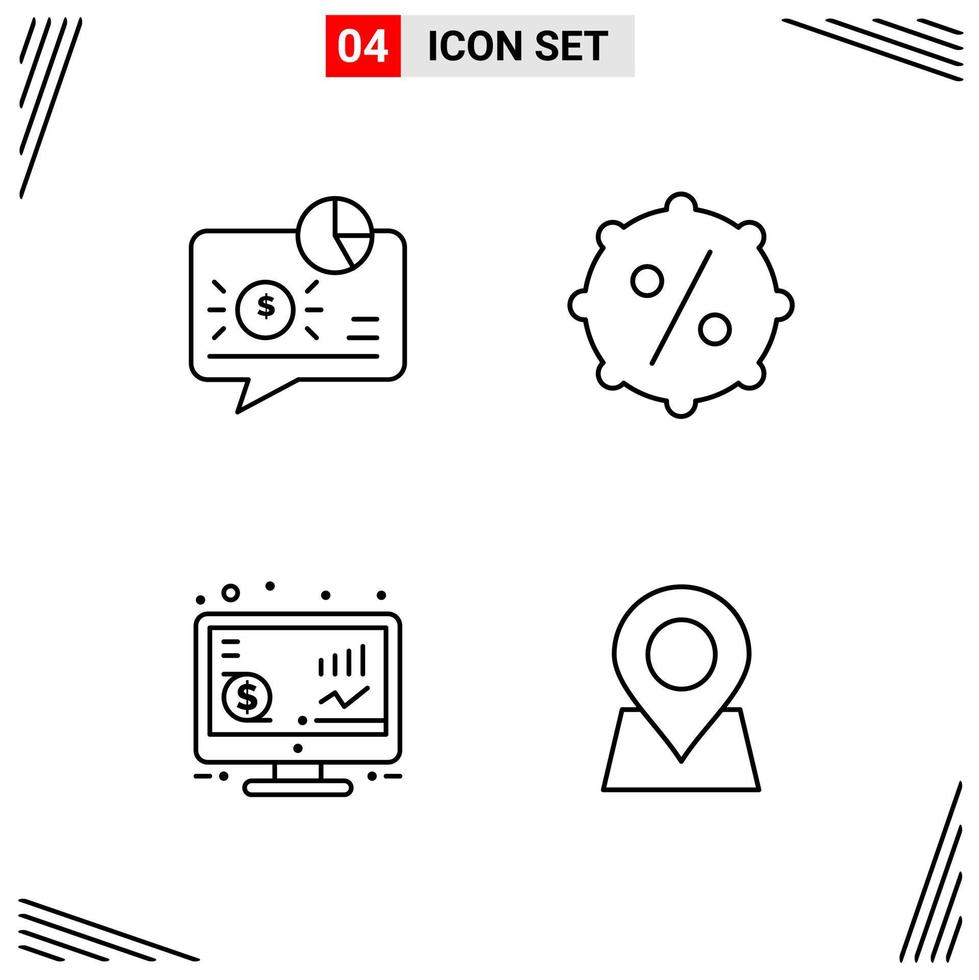 4 Icons Line Style Grid Based Creative Outline Symbols for Website Design Simple Line Icon Signs Isolated on White Background 4 Icon Set vector