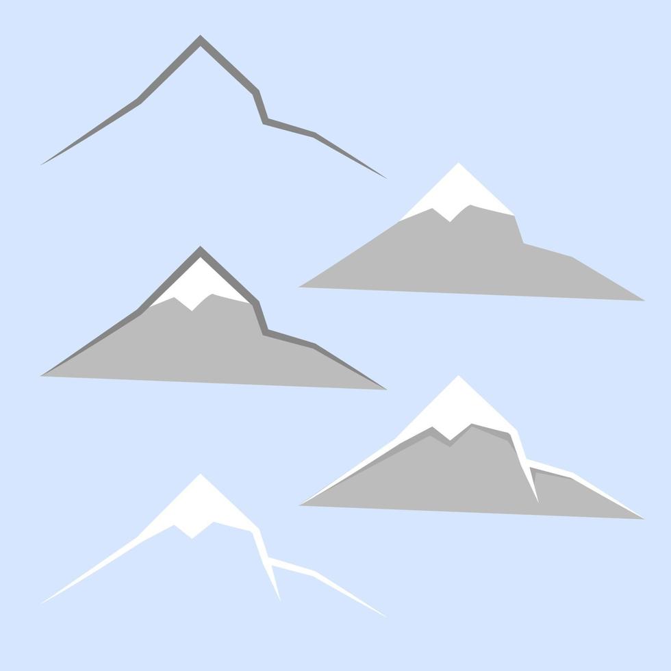 conjunto de diferentes ilustraciones de montañas en diferentes estilos vector