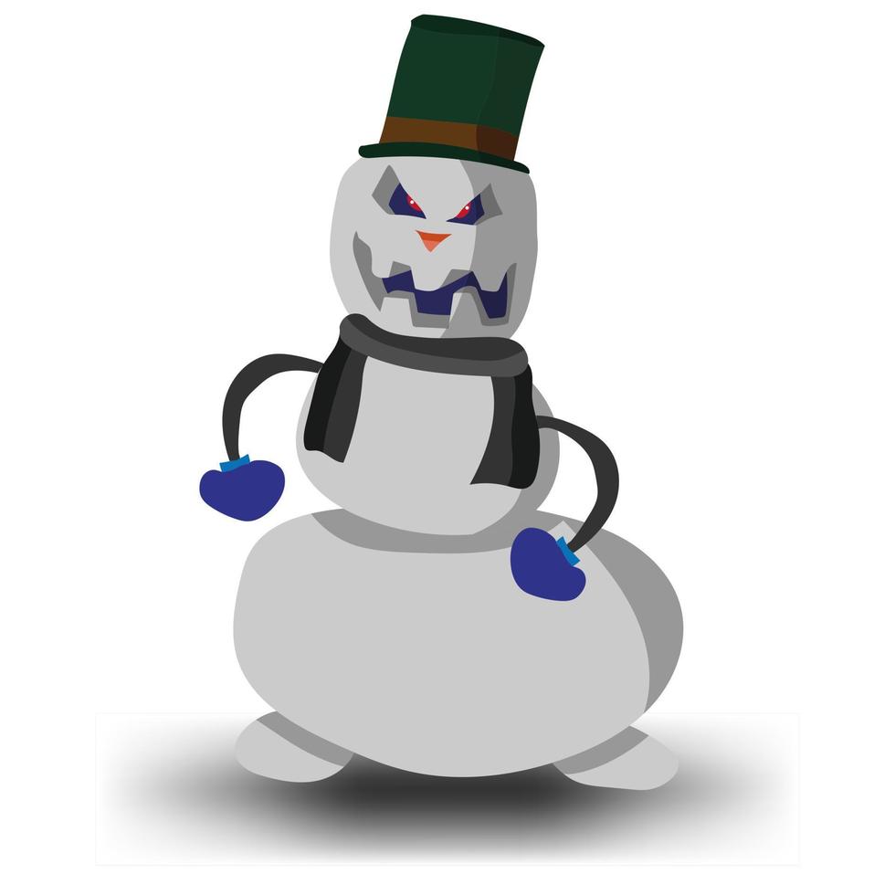 muñeco de nieve alegre con sombrero de cono y bufanda de caballero. ilustración brillante. gráficos vectoriales vector