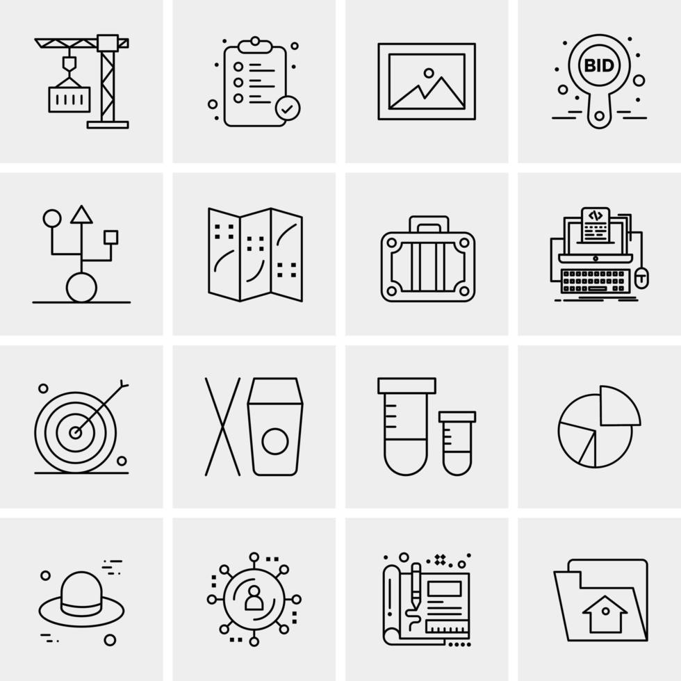 16 iconos de negocios universales vector ilustración de icono creativo para usar en proyectos relacionados con la web y dispositivos móviles