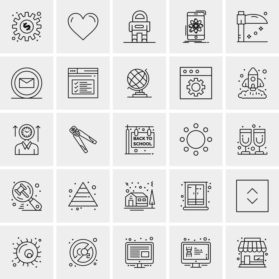 25 iconos de negocios universales vector ilustración de icono creativo para usar en proyectos relacionados con la web y dispositivos móviles