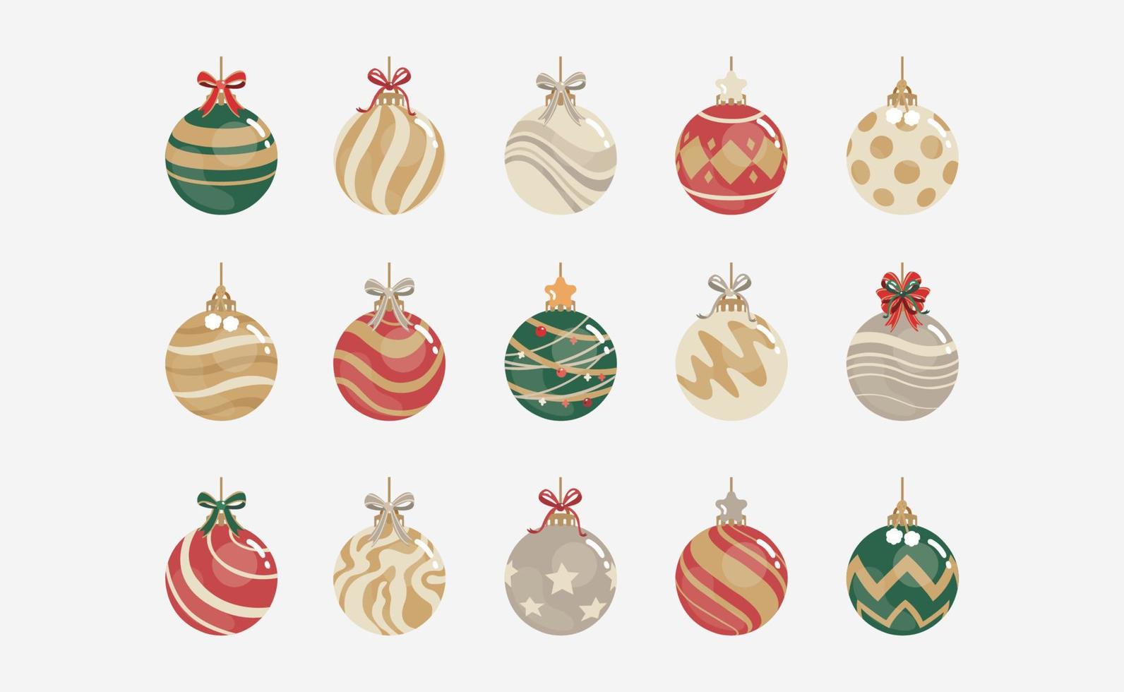 vector de bolas de navidad en diseño plano