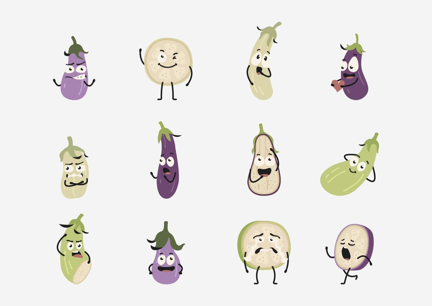 Eggplants Character in flat design vector