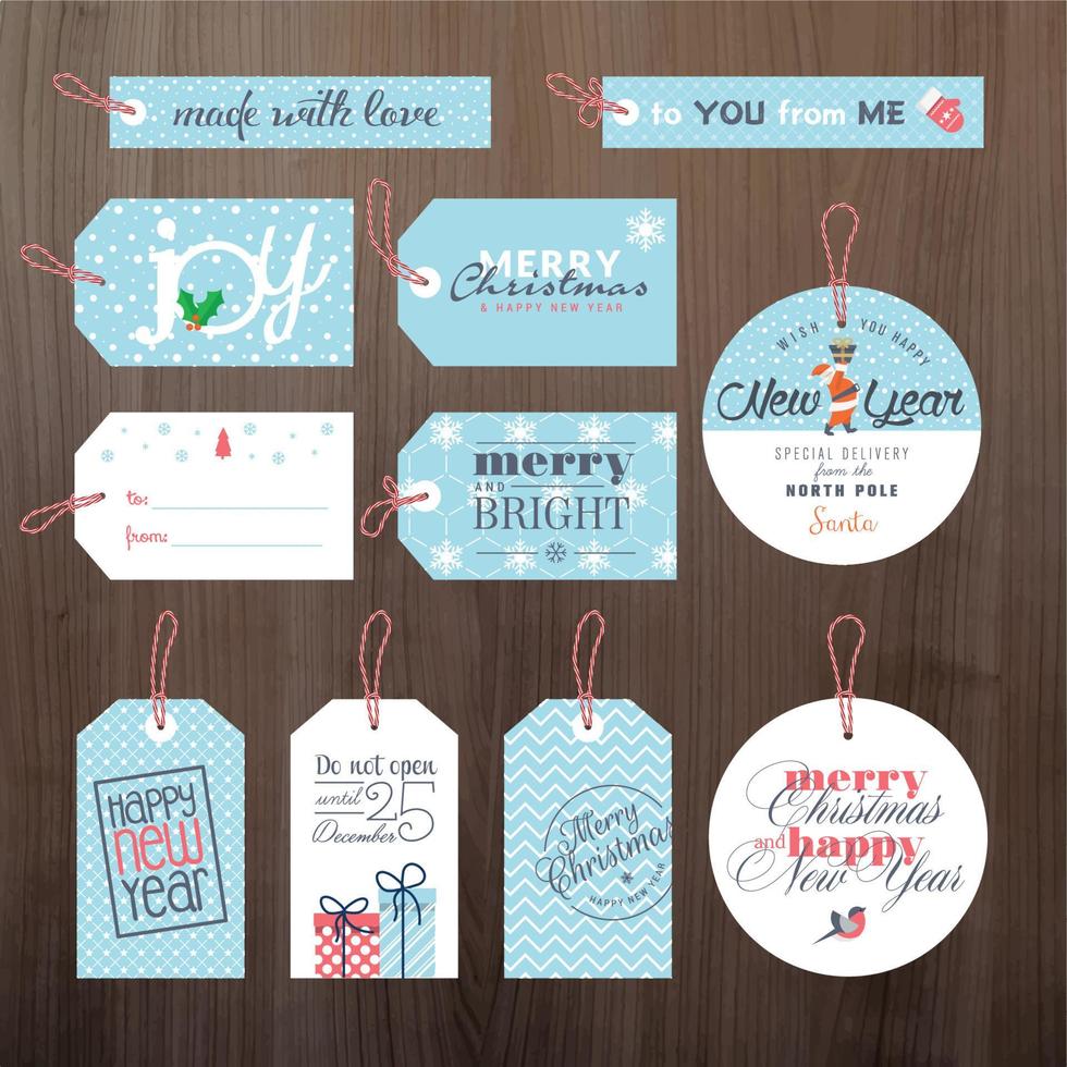 Set of Christmas and New Year gift tags vector