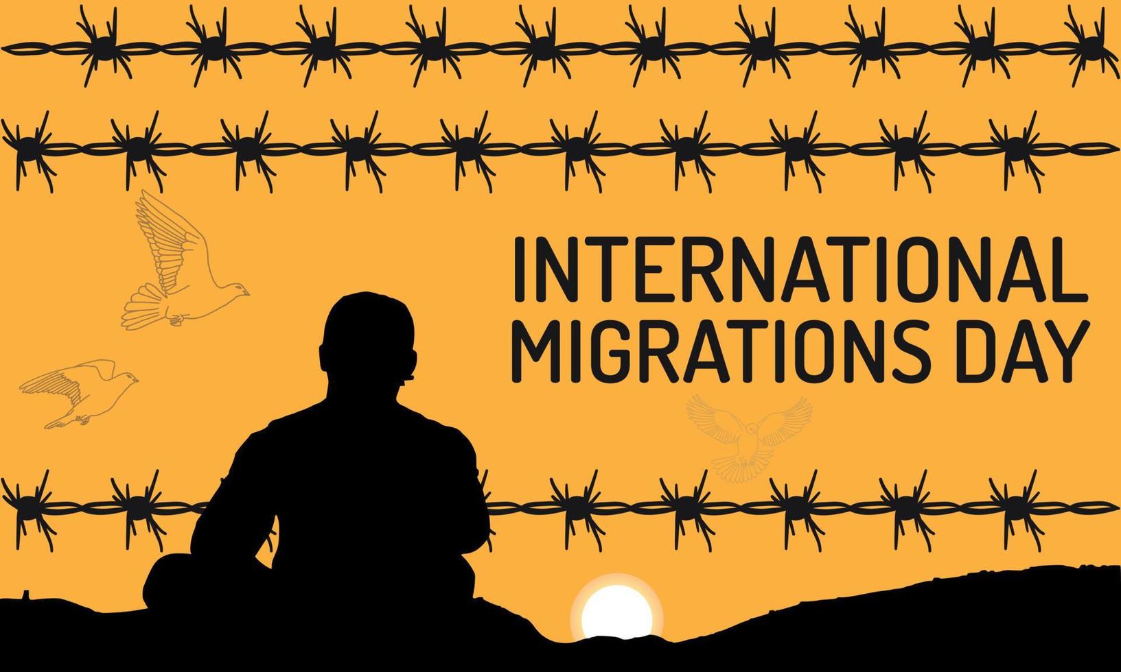 ilustración vectorial de un fondo para el día internacional del migrante.día internacional del migrante, ilustración del concepto de migración, ilustración vectorial.día internacional del migrante, celebrado el 18 de diciembre. vector