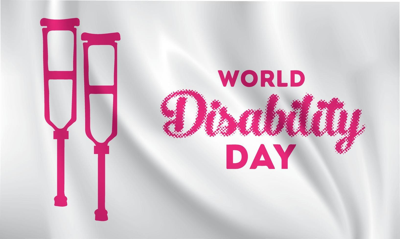 World Disability Day hand drawn with with crutches background. December 3 - world disability day greeting card template in flat design vector illustration.