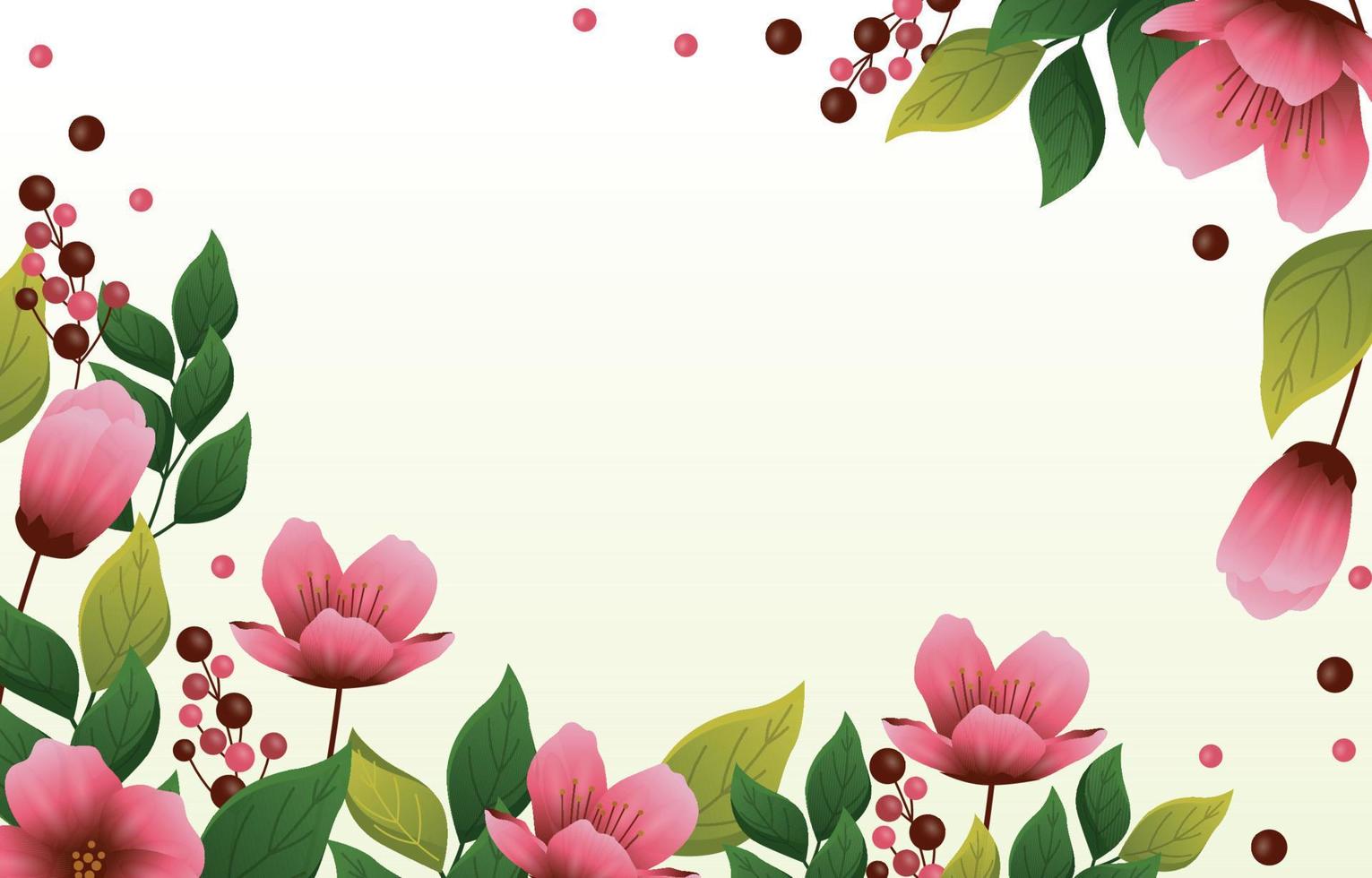 Beautiful Peach Blossom Flower Floral Leaves Blank Space Background vector