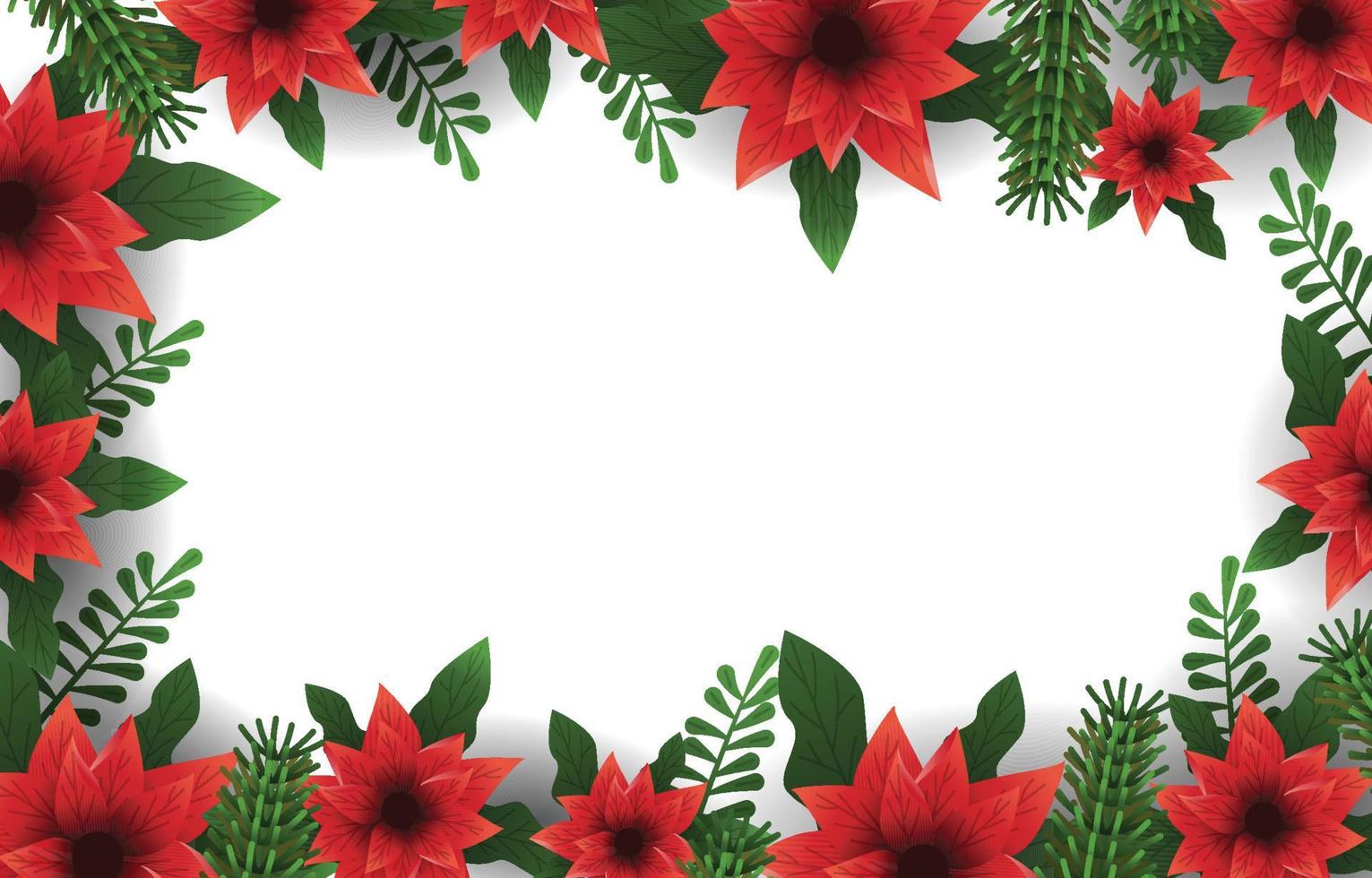 Green Poinsettias Flower Blank Space Floral Background vector