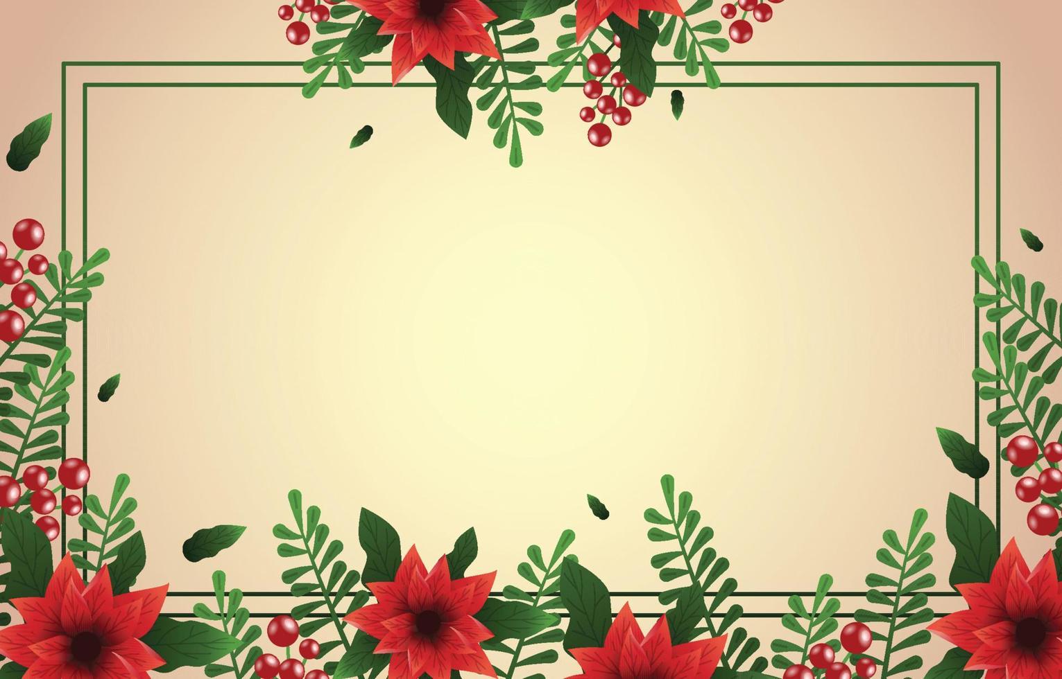 Green Poinsettias Flower Blank Space Floral Background vector