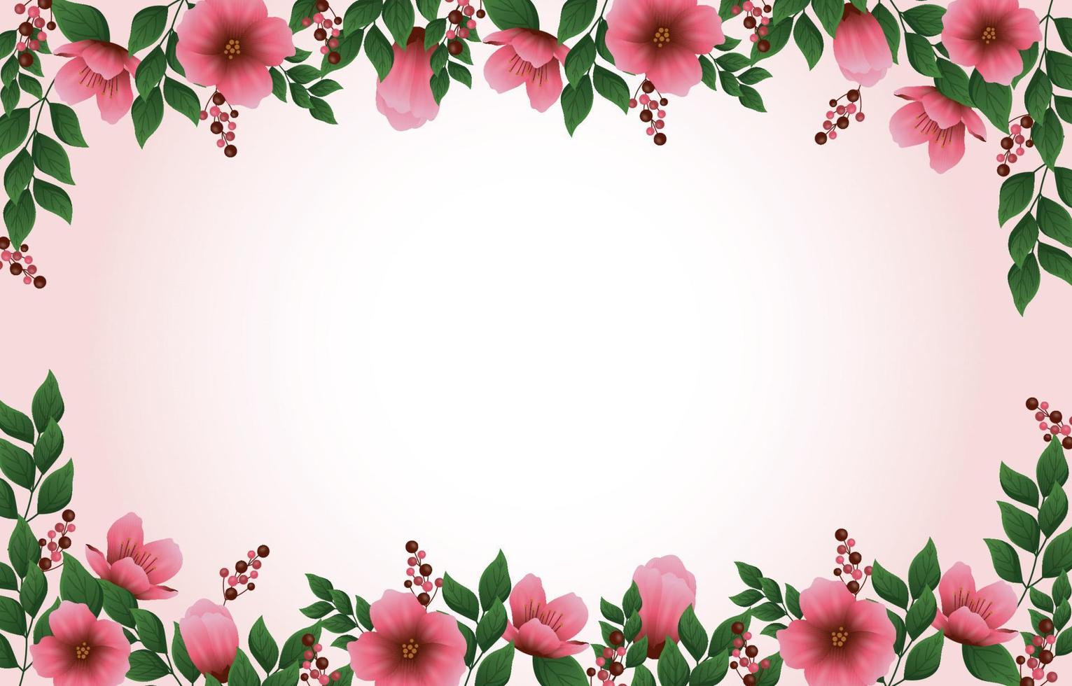 Beautiful Peach Blossom Flower Floral Blank Space Rectangle Background vector