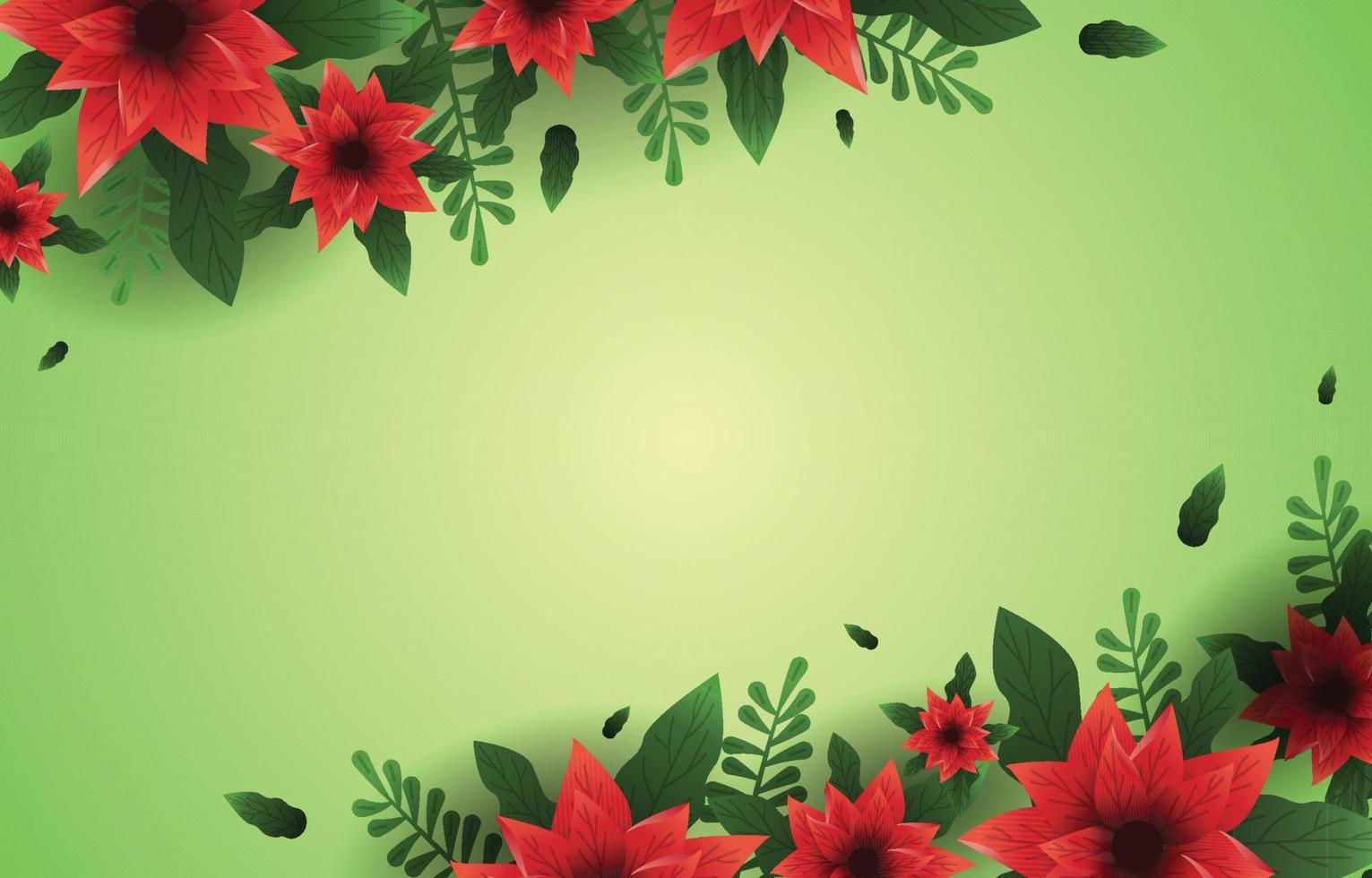 hermosa flor de nochebuena verde espacio en blanco fondo floral vector