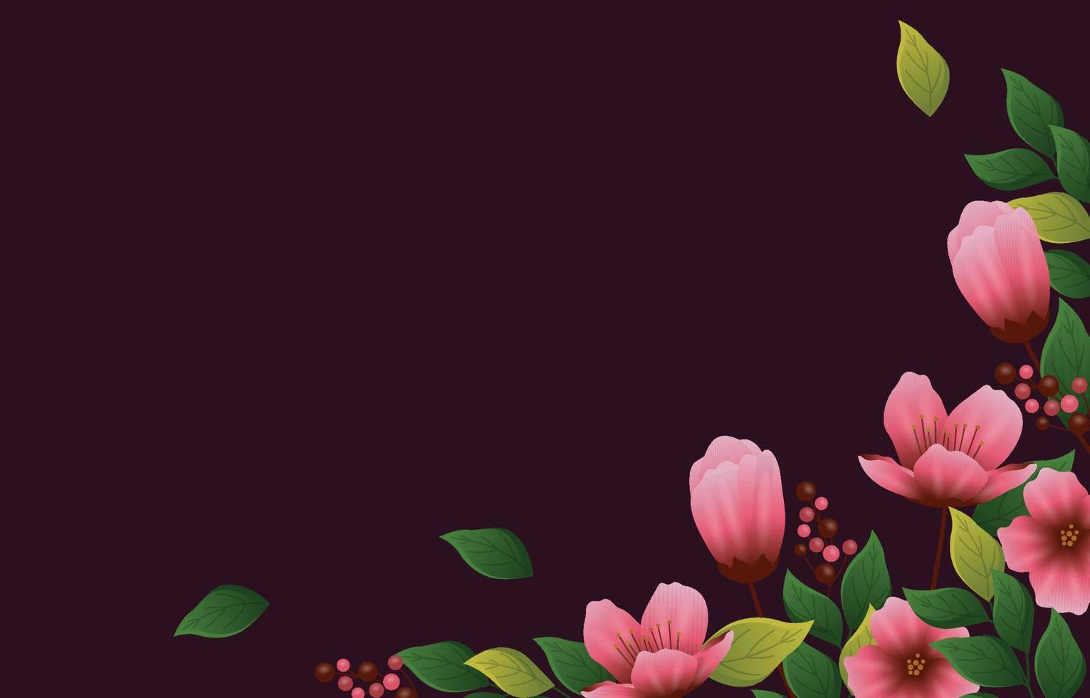 Beautiful Peach Blossom Flower Floral Fall Leaves Blank Space Background vector