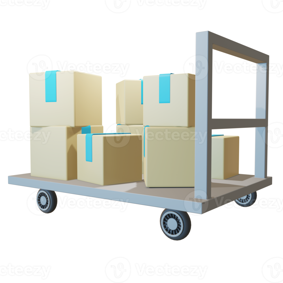 Trolley and Boxed 3D png
