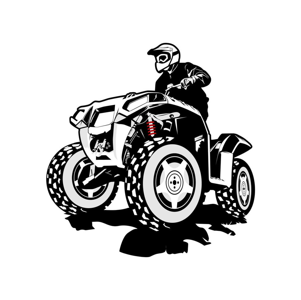 Black and white atv illustration vector. vector