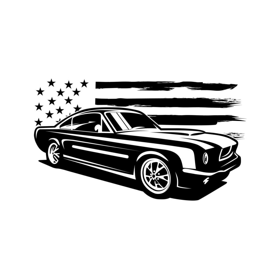 Sport car with flag illustration vector. vector