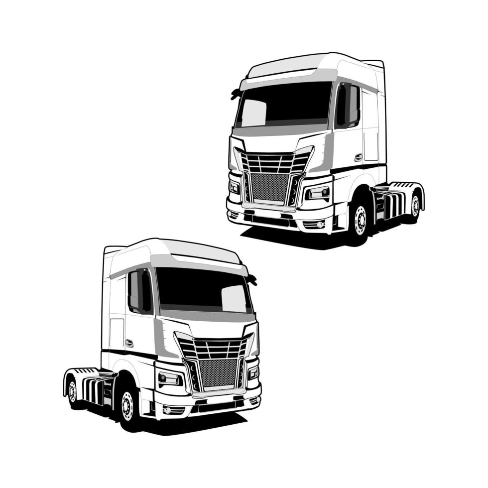 Euro truck black and white illustration vector