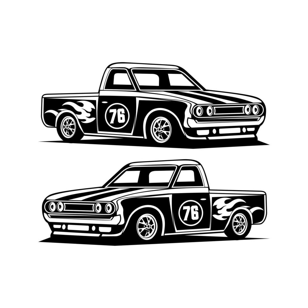 Black and white semi truck illustration vector. vector