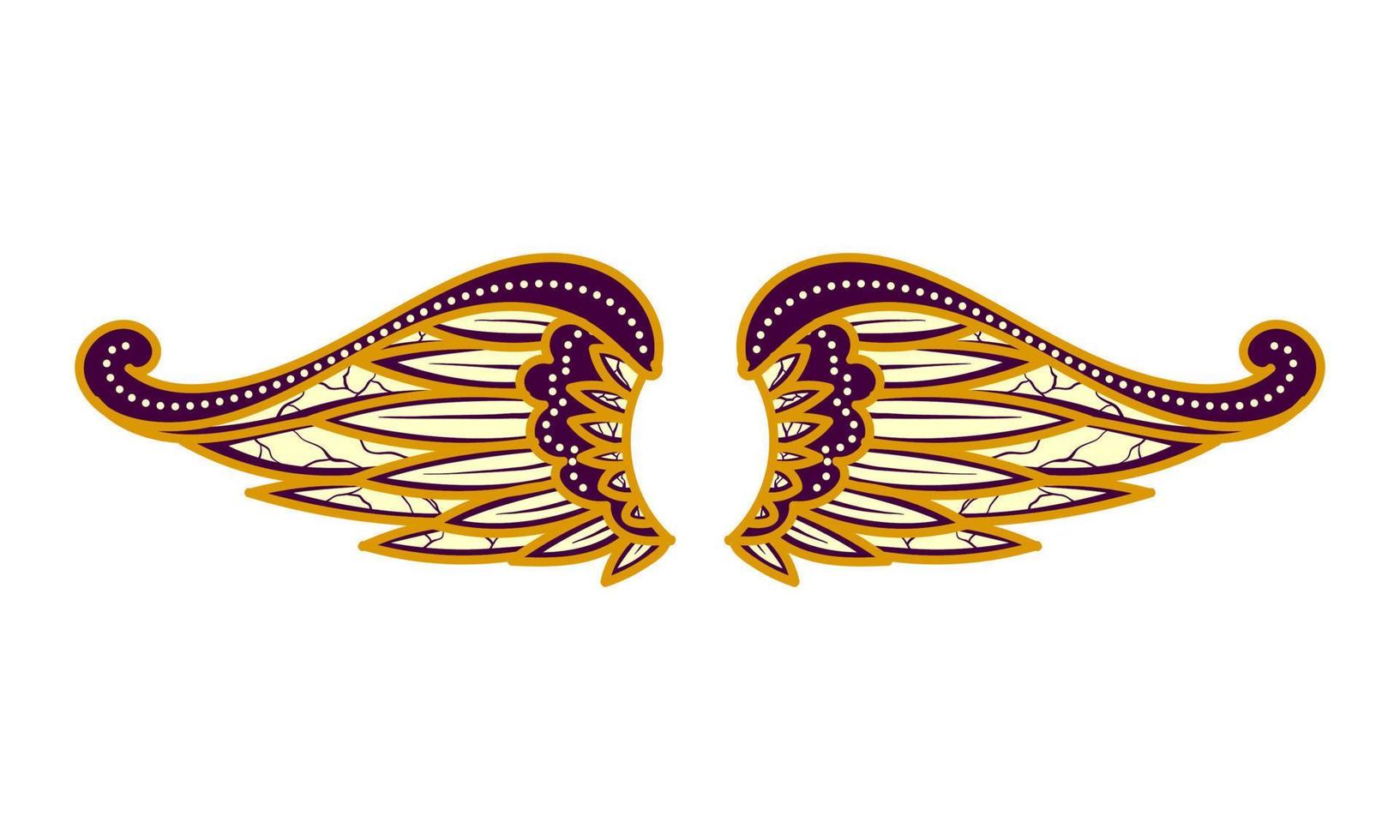 Javanese culture of floral ornament illustration. Wings shape. Chocolate, purple and cream harmony color. Isolated on white background. Vector eps 10