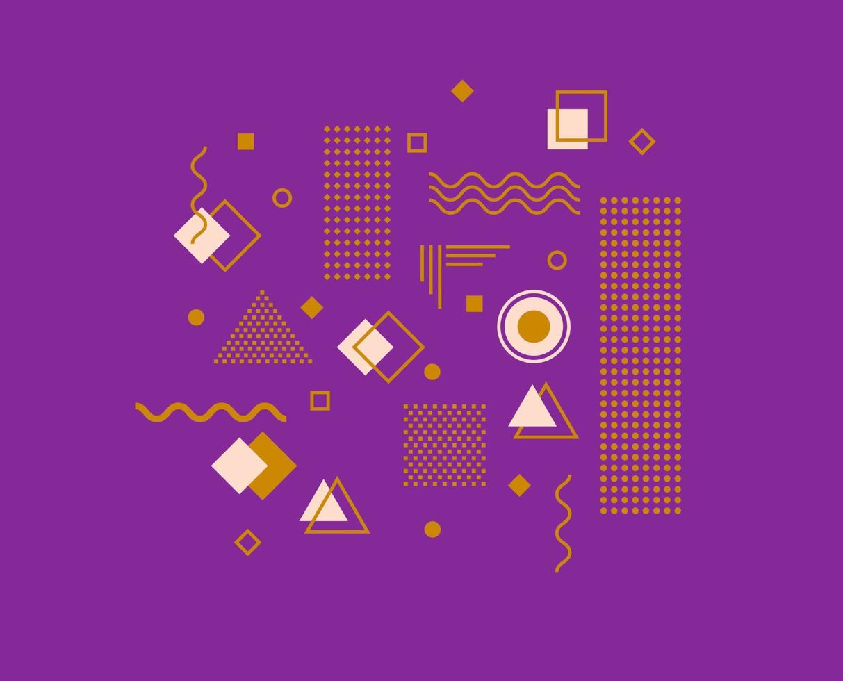 Universal geometric shapes with bright elements composition. Abstract geometric background. Memphis element illustration template. Magazine, leaflet, billboard, sale, banner, flyer, background. Eps 10 vector