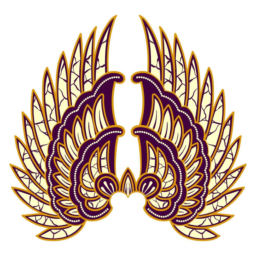 Javanese culture of floral ornament illustration. Wings shape