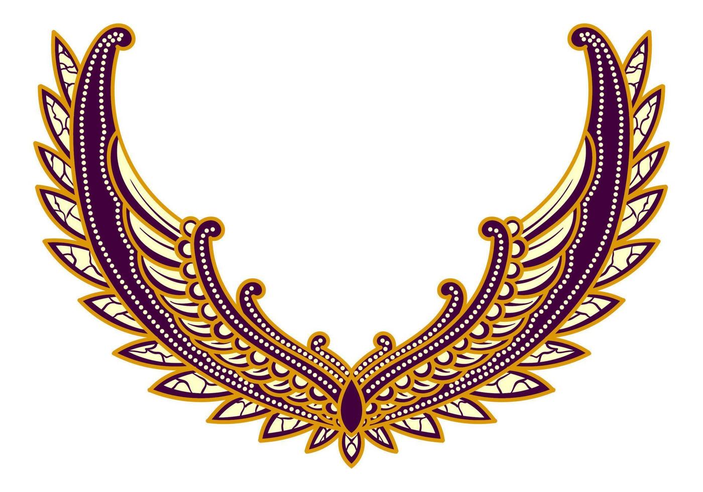 Javanese culture of floral ornament illustration. Wings shape. Chocolate, purple and cream harmony color. Isolated on white background. Vector eps 10