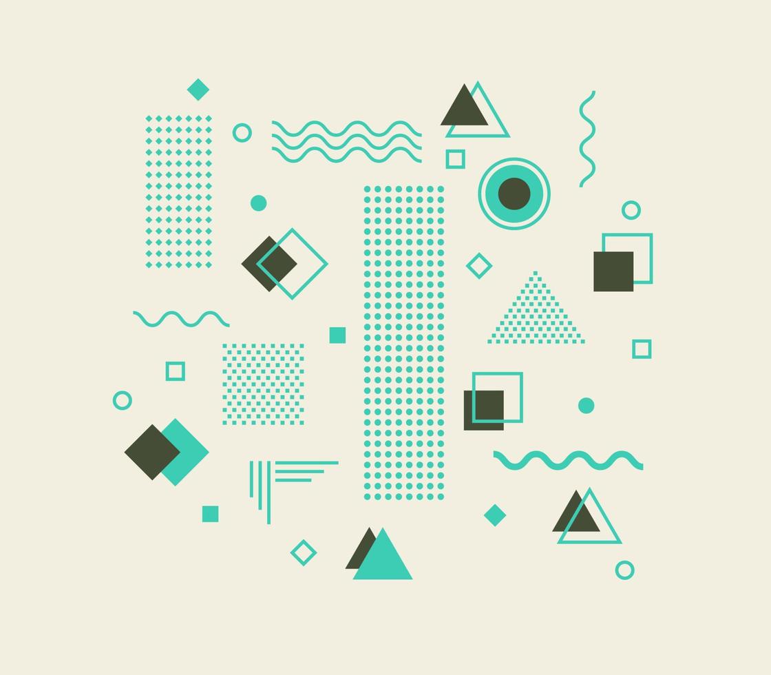 Universal geometric shapes with bright elements composition. Abstract geometric background. Memphis element illustration template. Magazine, leaflet, billboard, sale, banner, flyer, background. Eps 10 vector