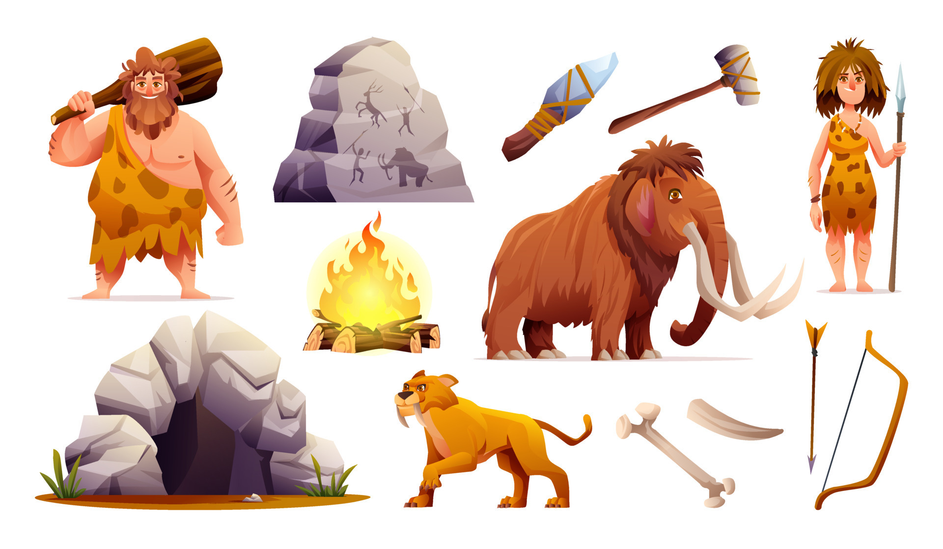 Set of prehistoric stone age people, tools and ancient wild animals cartoon illustration 15320729 Vector Art at Vecteezy Set of prehistoric stone age people, tools and ancient wild animals cartoon illustration 15320729 Vector Art at Vecteezy