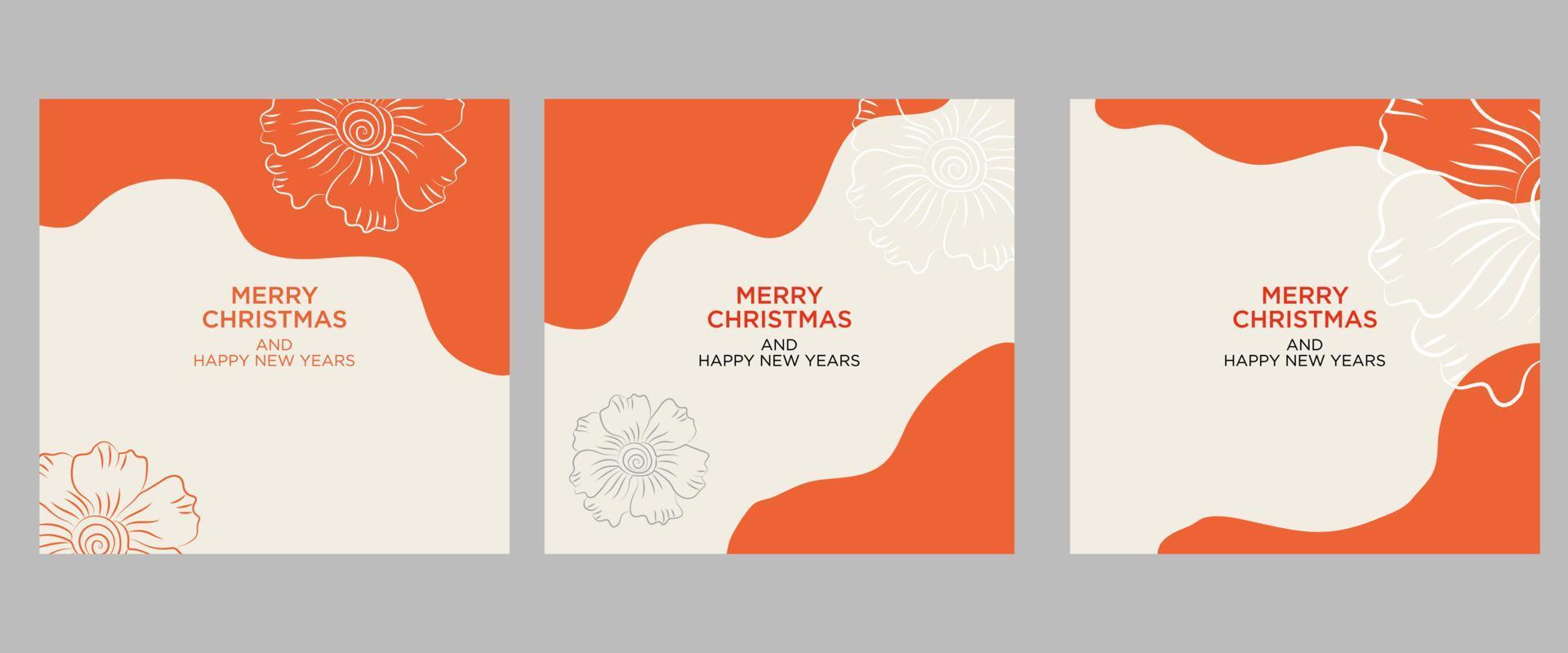 Merry Christmas greeting card. Trendy square Winter Holiday art template. Suitable for social media posts, mobile apps, banner designs and web internet advertising. Vector fashion background