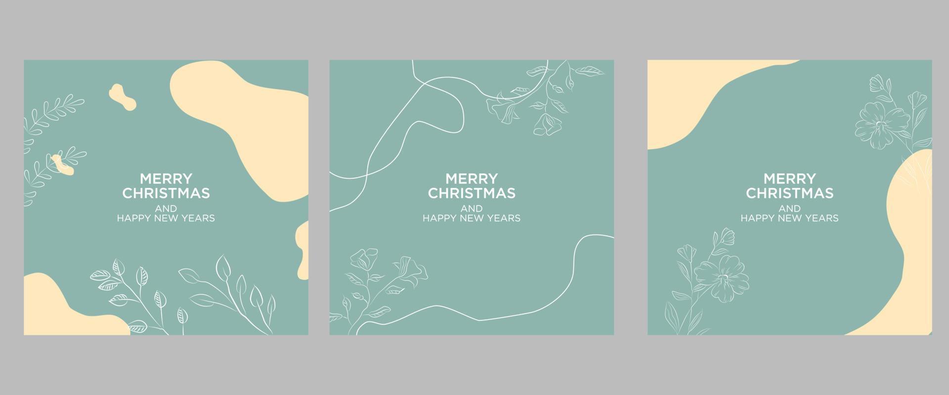 Merry Christmas greeting card. Trendy square Winter Holiday art template. Suitable for social media posts, mobile apps, banner designs and web internet advertising. Vector fashion background