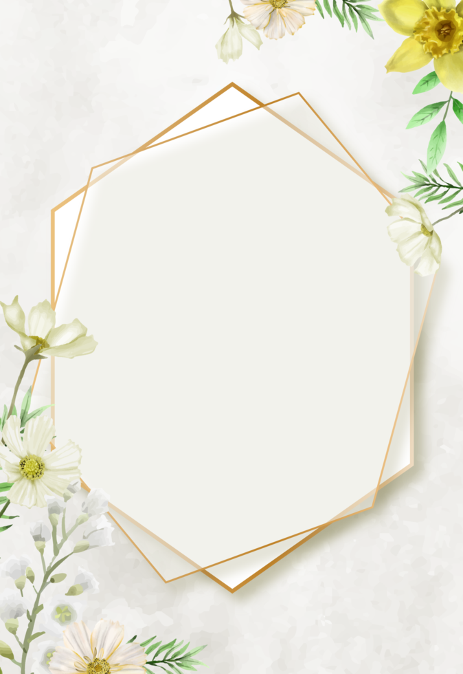 wedding invitation card with yellow flowers png