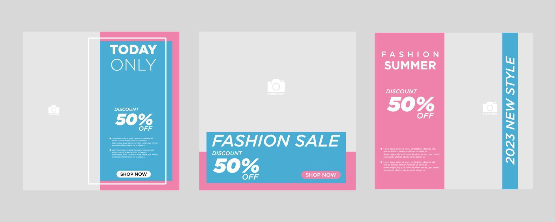 Editable minimal square banner template set. Suitable for social media post and internet advertising web.banner fashion style vector