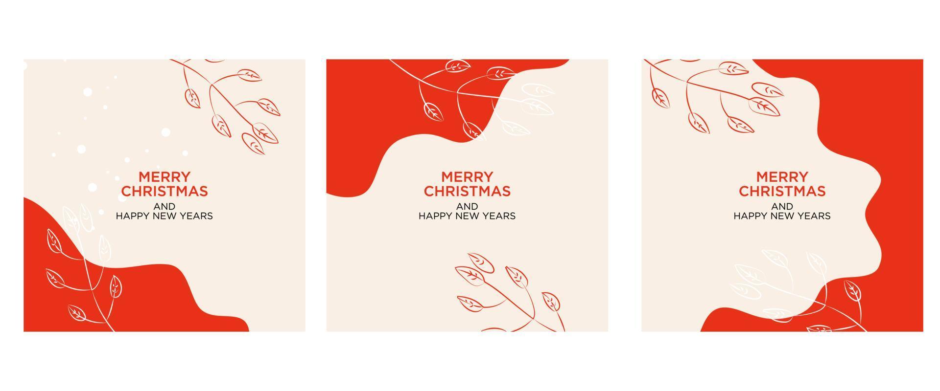 Merry Christmas greeting card. Trendy square Winter Holiday art template. Suitable for social media posts, mobile apps, banner designs and web internet advertising. Vector fashion background