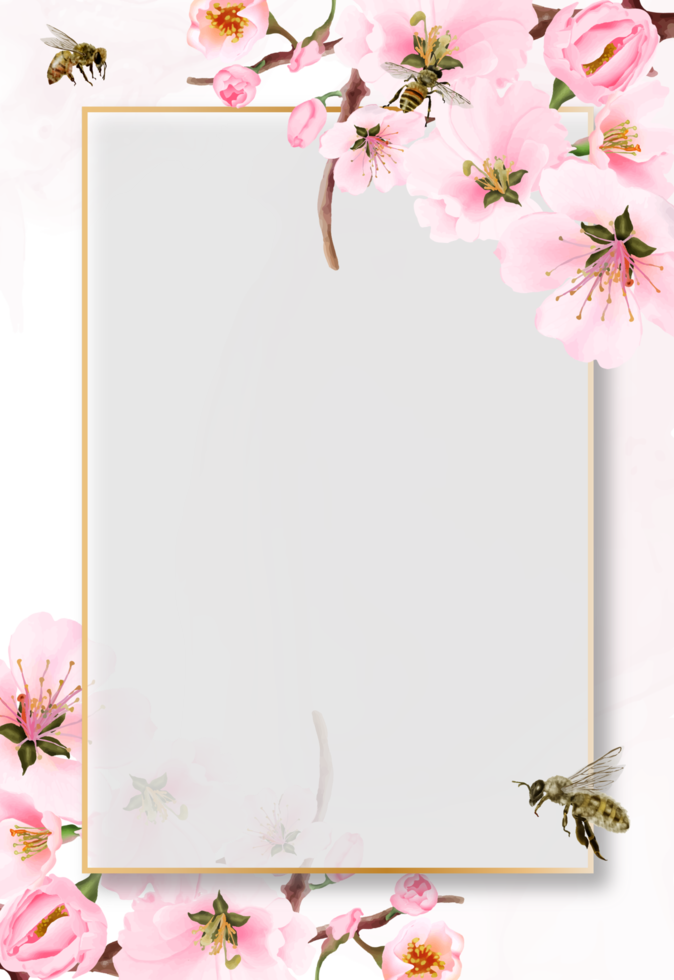 blooming sakura wedding invitations card png