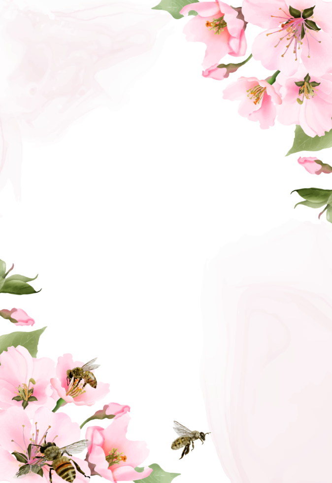 blühende Sakura-Hochzeitseinladungskarte png