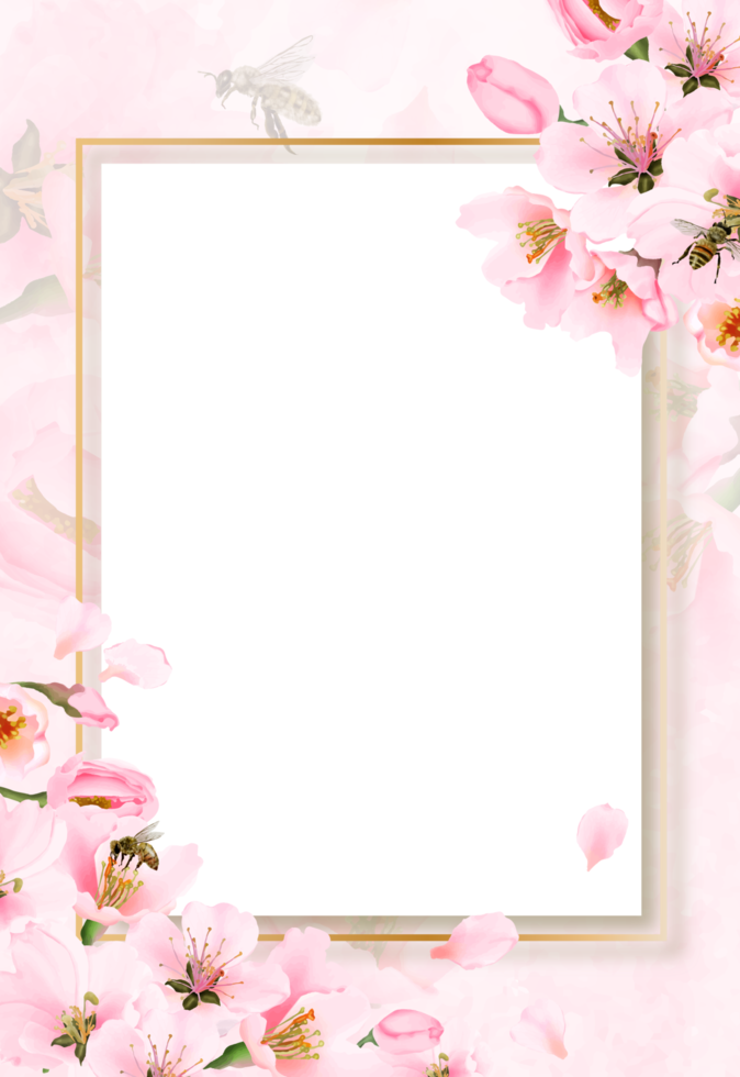 blühende Sakura-Hochzeitseinladungskarte png