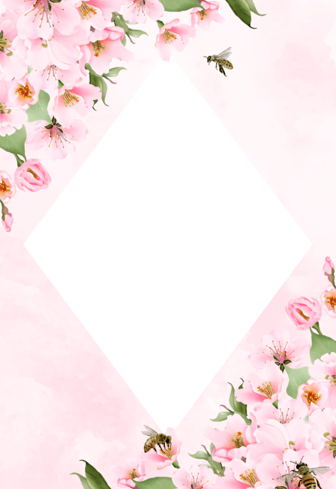 carte d'invitations de mariage sakura en fleurs png