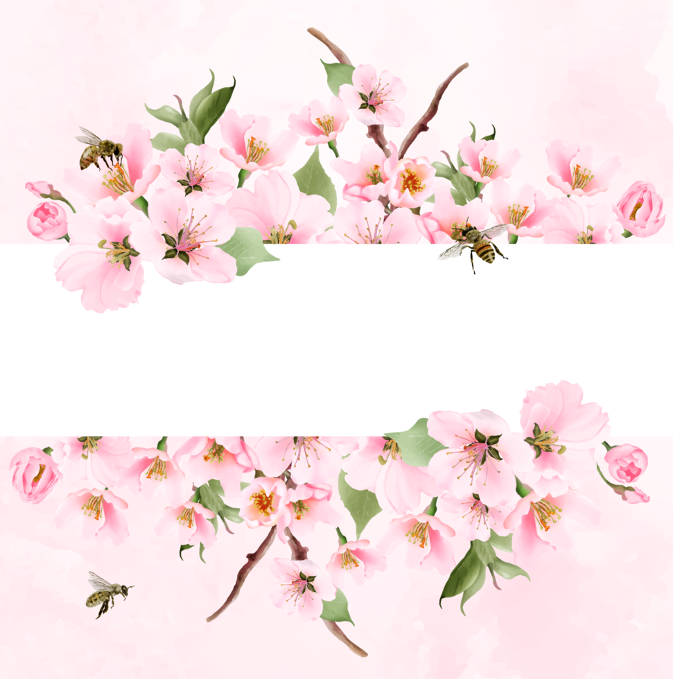 bloeiend sakura bruiloft uitnodigingen kaart png