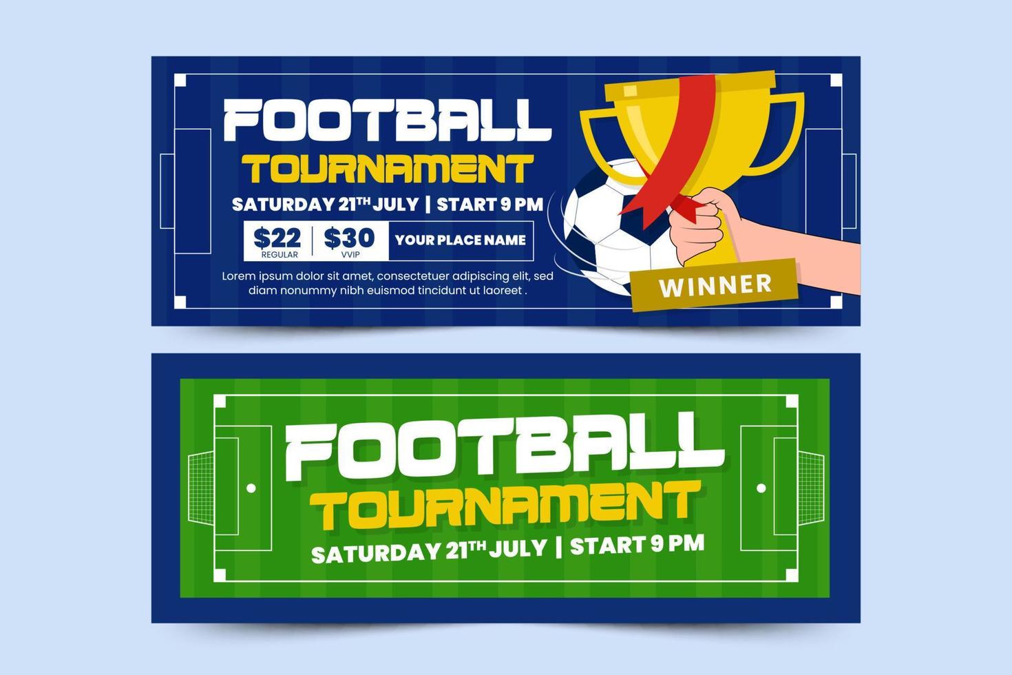 plantilla de diseño de banner de evento deportivo de torneo de fútbol diseño simple y elegante vector