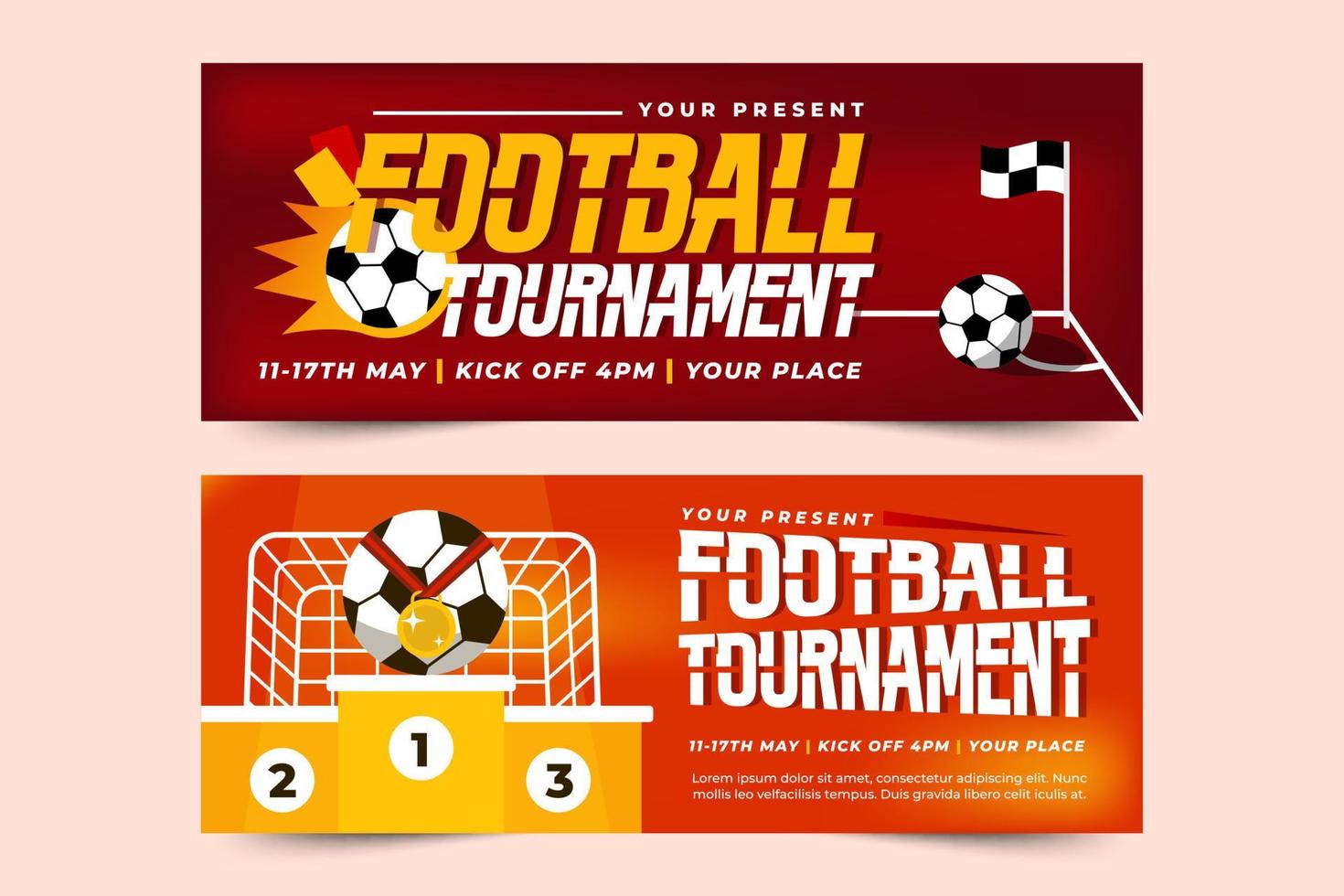 Football tournament sport event banner design template simple and elegant design vector