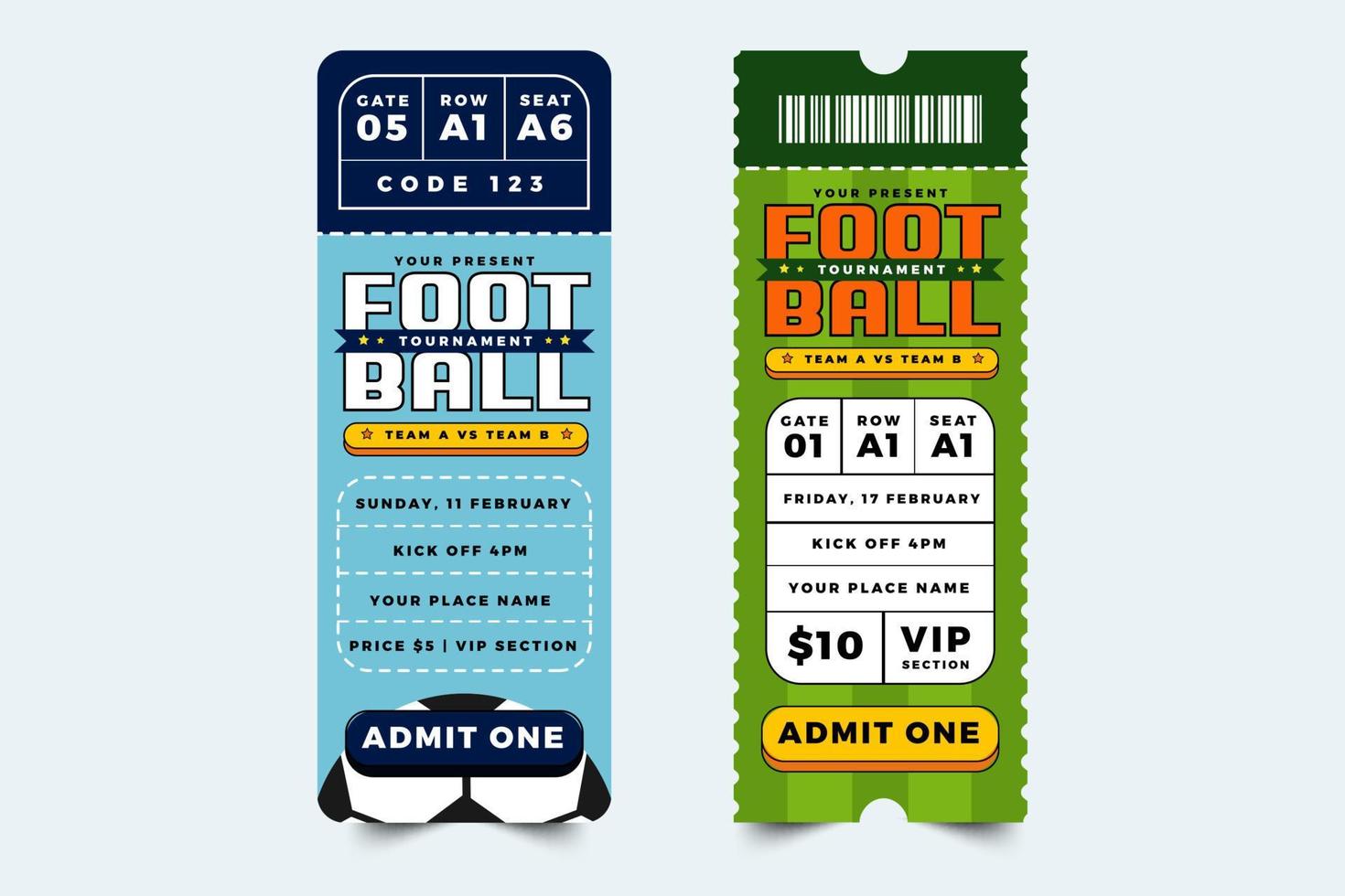 Football tournament sport event ticket design template simple and elegant design vector
