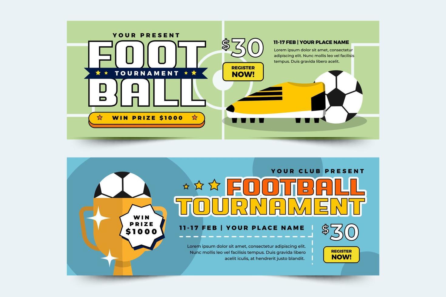 Football tournament sport event banner design template simple and elegant design vector
