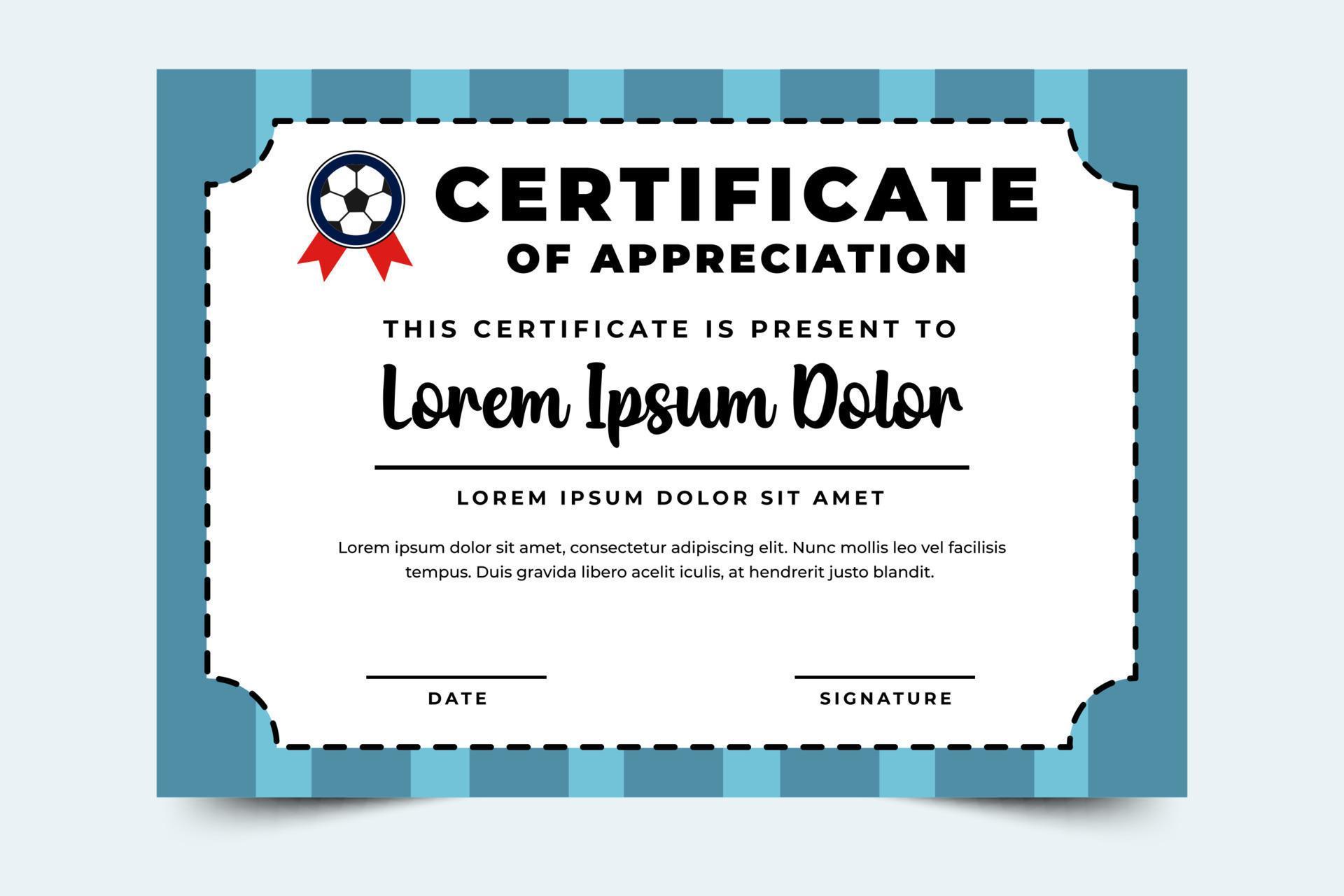 Football tournament sport event certificate design template simple and