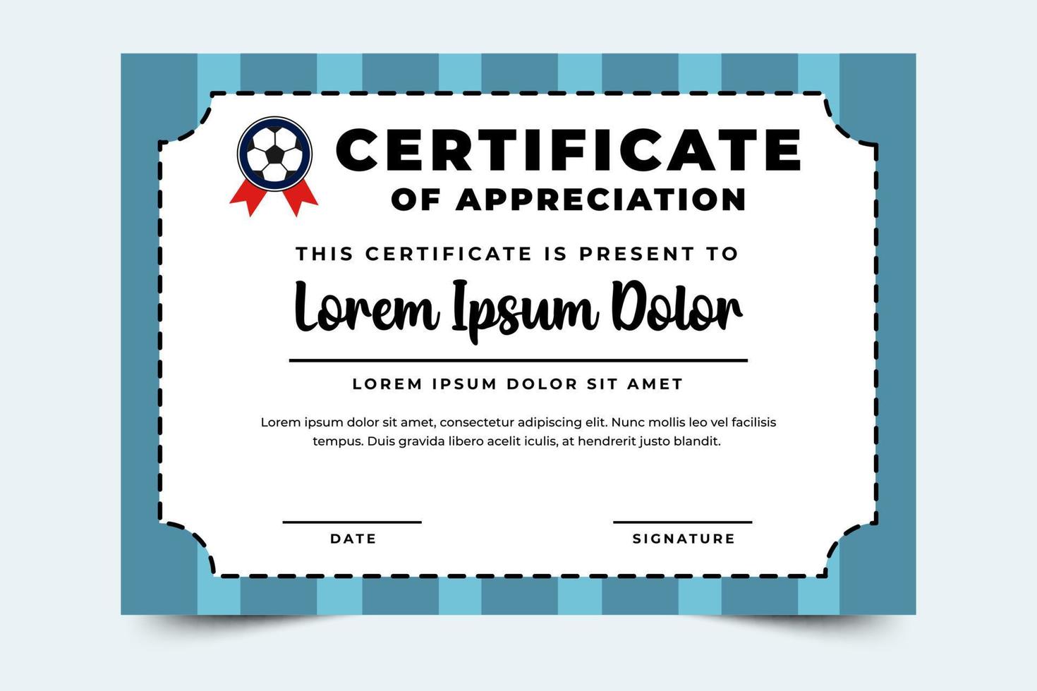 Football tournament sport event certificate design template simple and elegant design vector