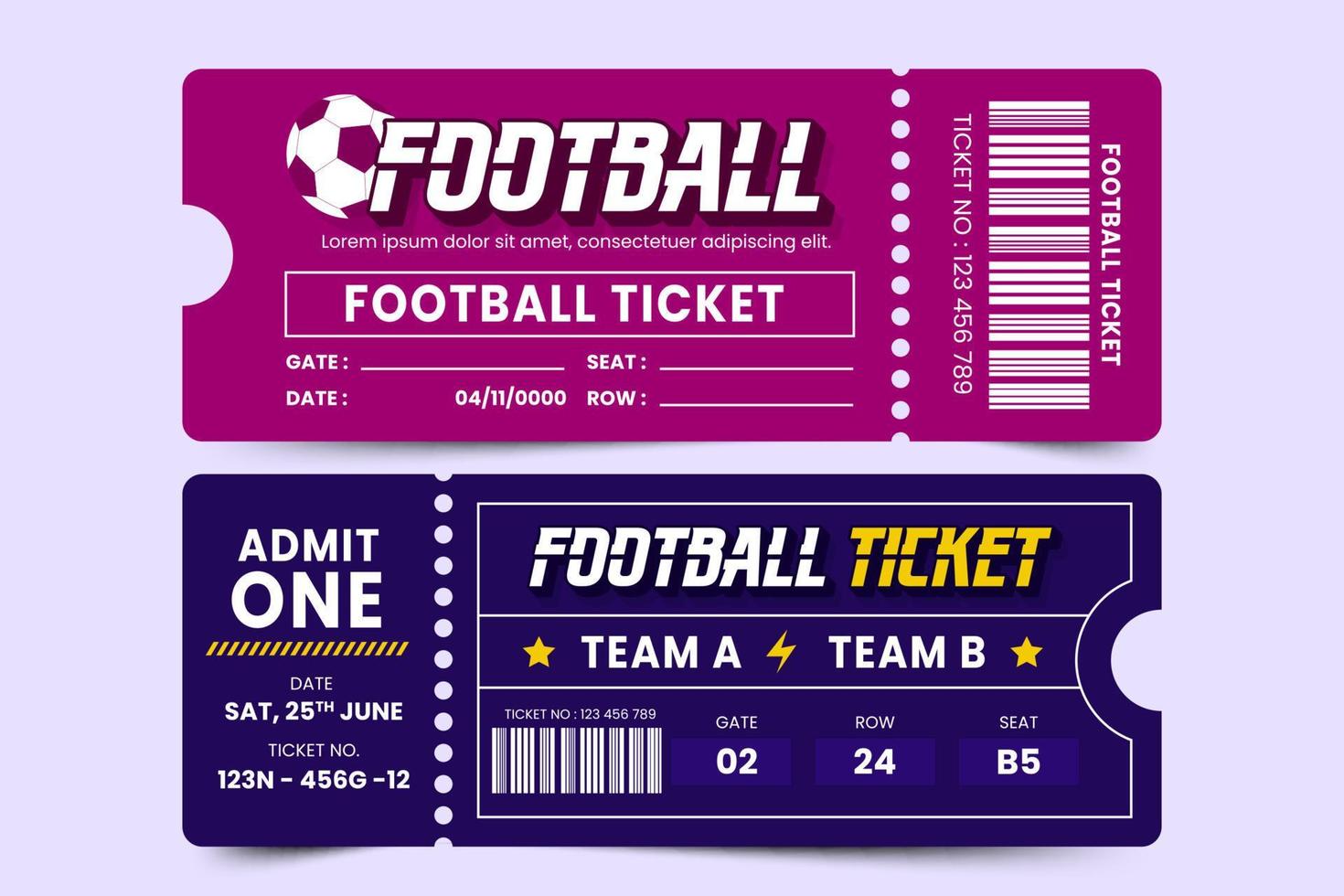 Football tournament sport event ticket design template simple and elegant design vector