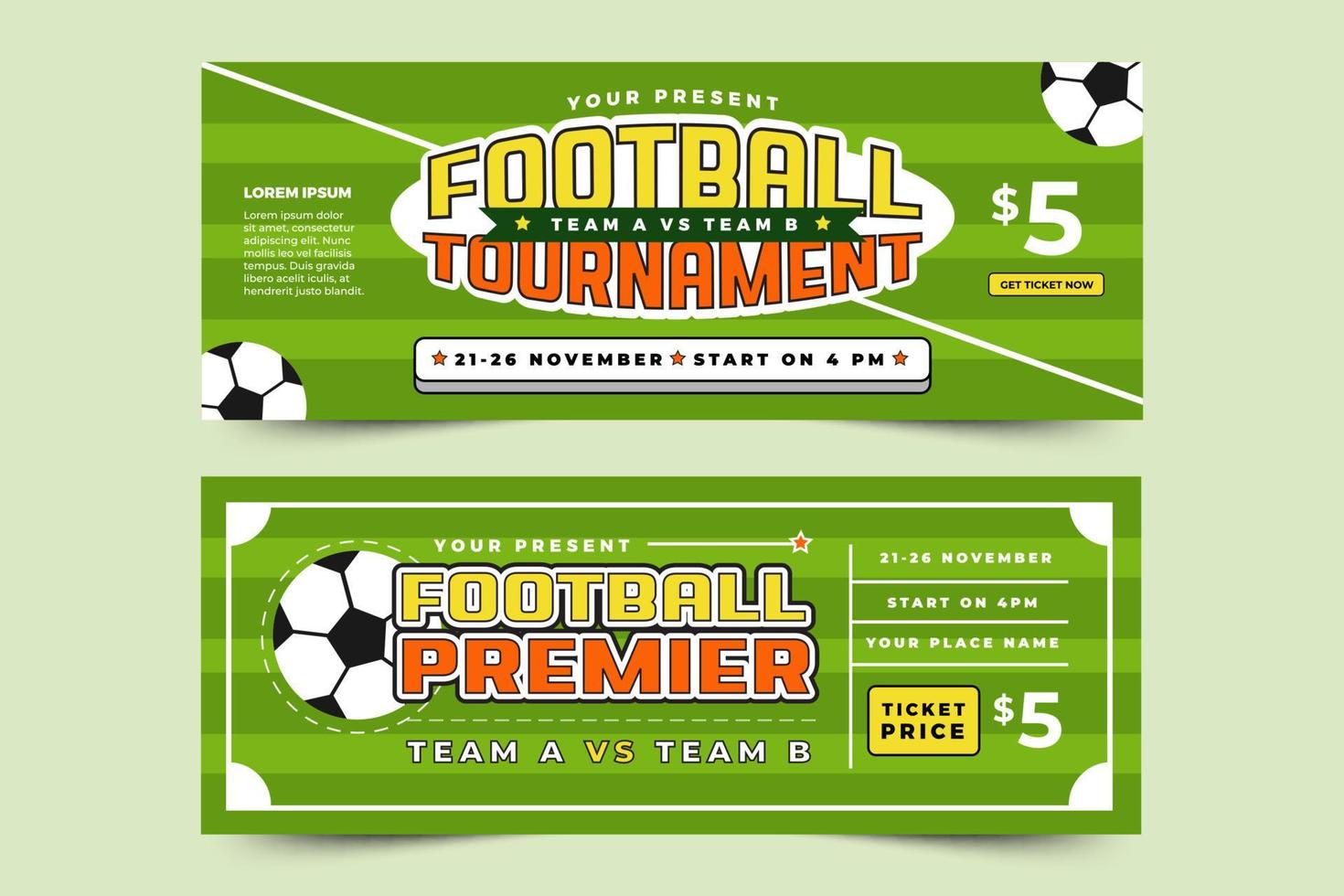 Football tournament sport event banner design template simple and elegant design vector