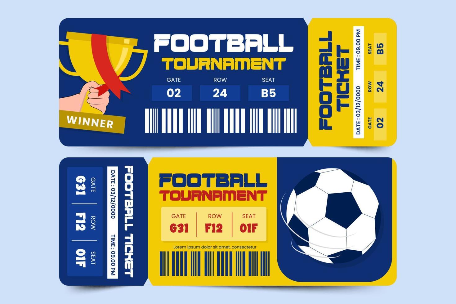 Football tournament sport event ticket design template simple and elegant design vector