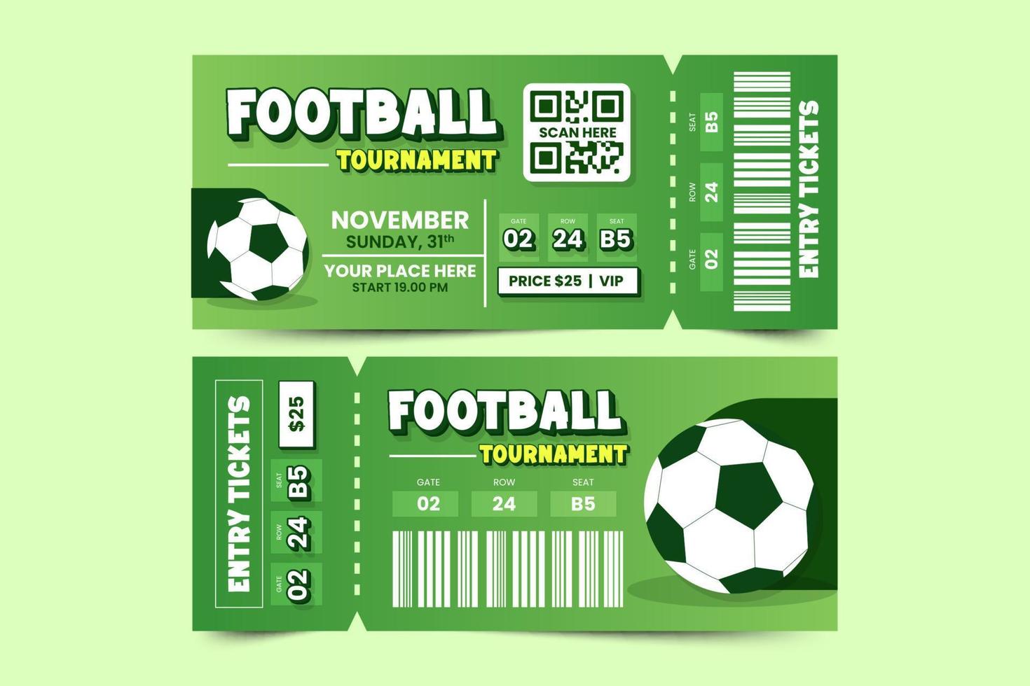Football tournament sport event ticket design template simple and Football tournament sport event ticket design template simple and